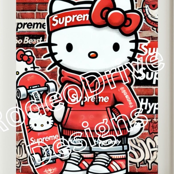 HELLO KITTY SUPREME FASHION MASH 11X17 HELLO KITTY ART BY THE ARTIST DENARDAI - Picture 2 of 3